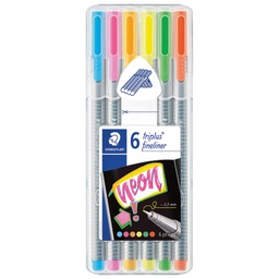 [000035932] Flomaster fineliner 0,3mm pk6 Neon Triplus Staedtler 334SB6CS3!!