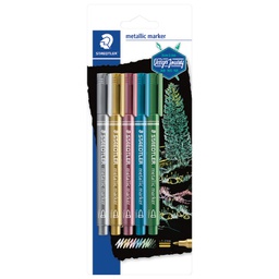 [000036543] Marker nepermanentni 1-2 mm pk5 Metallic Design Journey Staedtler 8323-S BK5 sortirano blister