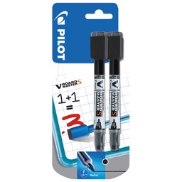 [000036612] Marker za bijelu ploču s gumicom pk2 Pilot WBME-VS-UF crni blister!!