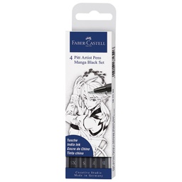 [000001872] Flomaster Pitt artist Manga Black set pk4 Faber-Castell 167132 crni blister