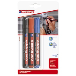 [000001885] Marker permanentni 1,5-3 mm okrugli vrh Edding 300/3boje blister