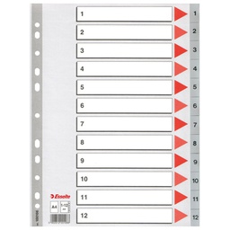[000037938] Pregrada plastična A4 brojevi 1-12 Esselte 100106 siva