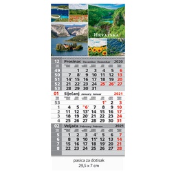 [000002153] Kalendar zidni trodijelni 2025. sa slikom i spiralom!!