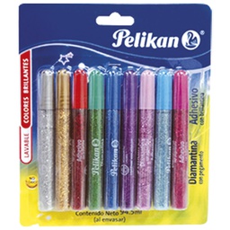 [000039539] Ljepilo tekuće glitter 10,5ml pk9 Pelikan 300261 sortirano blister!!