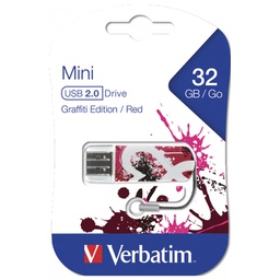 [000042381] Memorija USB 32GB Store'n'Go mini Graffiti Edition Verbatim 49417 crvena blister