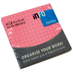 [000042395] Blok samoljepljiv  75x75 mm karo 80L Global Notes 5654-32-K neon-rozi