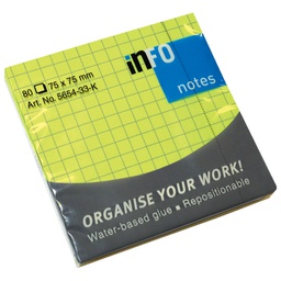 [000042396] Blok samoljepljiv  75x75 mm karo 80L Global Notes 5654-33-K neon-zeleni