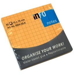 [000042398] Blok samoljepljiv  75x75 mm karo 80L Global Notes 5654-35-K neon-narančasti