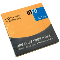 [000042403] Blok samoljepljiv  75x75 mm crte 80L Global Notes 5654-35-L neon-narančasti