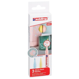 [000042562] Marker permanentni sjajni lakirajući 1-2 mm Edding 751/3boje pastel blister