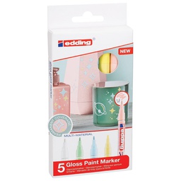 [000042563] Marker permanentni sjajni lakirajući 1-2 mm Edding 751/5boja pastel blister
