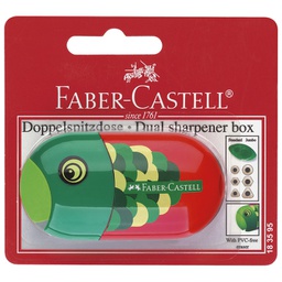 [000002436] Šiljilo-gumica pvc s pvc kutijom 2rupe Riba/Papiga Faber-Castell 183595 crveno/zeleno blister!!