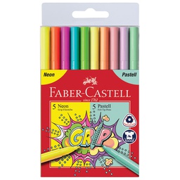 [000043084] Flomaster školski  10boja Grip neon+pastel Faber-Castell 155312 blister