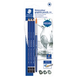 [000043122] Olovka grafitna pk3+kist Mars Lumograph aquarell Design Journey Staedtler 100A SBK4 blister!!