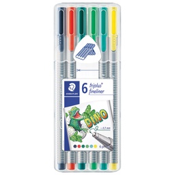 [000043526] Flomaster fineliner 0,3mm pk6 Dino Triplus Staedtler 334 SB6CS10!!