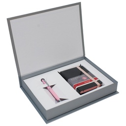 [000044696] Set poklon notes Kompagnon  9,5x12,8cm crte crno/past.roza + olovka kemijska Pelikan pastelno roza