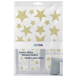 [000044845] Naljepnice ukrasne za staklo A4 Zvijezde pk3 Heyda 20-35844 69 glitter zlatne blister 