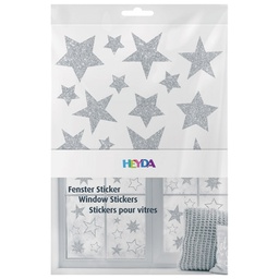 [000044846] Naljepnice ukrasne za staklo A4 Zvijezde pk3 Heyda 20-35844 70 glitter srebrne blister 