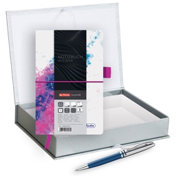 [000045178] Set poklon notes Herlitz  A5 crte s gumicom pink/plava + olovka kemijska Pelikan velvet plava!!