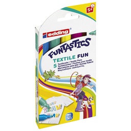 [000002662] Flomaster školski   5boja Funtastics Textile Edding 17 blister!!