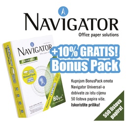 [000010612] Papir ILK Navigator A4 80g Universal pk550+bonus-10% gratis (50 listova više)