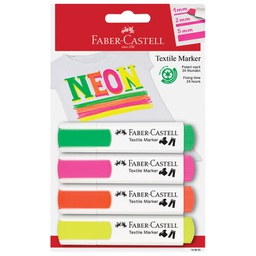 [000045925] Marker za tekstil 1-5 mm pk4 neon Faber-Castell 159591 sortirano blister