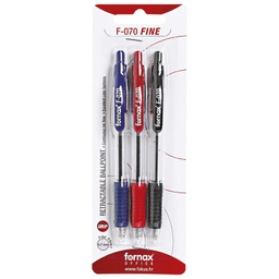 [000003160] Olovka kemijska grip F-070 pk3 Fornax sortirano blister