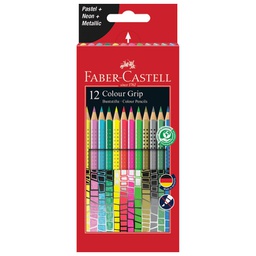 [000046100] Boje drvene  12boja Grip 2001 (neon+metalik+pastel) Faber-Castell 201569 blister