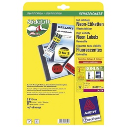 [000004773] Etikete LK fi-63,5 mm pk25L Zweckform L7670R-25 neon crvene