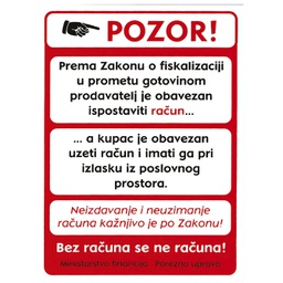[000005220] Naljepnice "Pozor - fiskalizacija.." 14x19 cm Fokus I-412