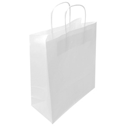 [000005284] Vrećice ukrasne natron 14x21x7 cm pletena ručka pk50 Duga bijele