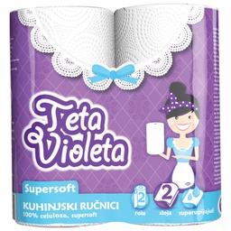 [000005665] Ručnik papirnati jastučni 23cm dvoslojni pk2 Super Soft Violeta bijeli!!
