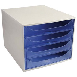 [000006538] Kutija s  4 ladice Ecobox Exacompta 228610D sivo/prozirno plava