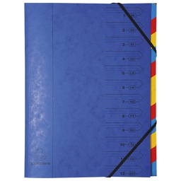 [000006882] Mapa za odlaganje spisa 12 pregrada s gumicom karton Exacompta 54122E plava