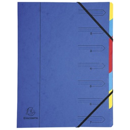 [000006926] Mapa za odlaganje spisa  7 pregrada s gumicom karton Exacompta 54072E plava