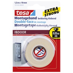 [000007159] Traka ljepljiva obostrana 19 mm/1,5m spužvasta Indoor Tesa 55740-3 blister