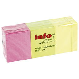 [000007186] Blok samoljepljiv  40x50 mm 12x80L Global Notes 5653-39 neon sortirano