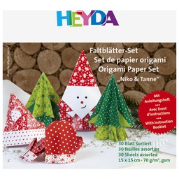 [000008084] Papir Origami 15x15cm 70g pk30 Božić Heyda 20-48755 78 crveno-zeleni