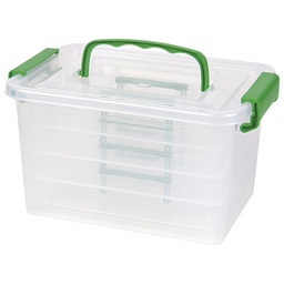 [000008736] Kutija pp s kopčama i ručkom+ladice Primo 819VS prozirna