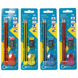 [000008959] Olovka grafitna HB trokutasta pk2+gumica+šiljilo Connect blister