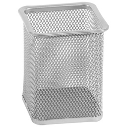 [000010321] Čaša za olovke metalna žica četvrtasta 8x8x9,8 cm LD01-39 Fornax srebrna