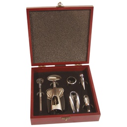 [000010594] Set za vino - 6 dijelova u drvenoj kutiji JM038