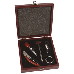 [000010595] Set za vino - 5 dijelova u drvenoj kutiji JM031