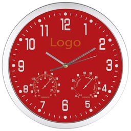 [900000119] Sat zidni s vlagomjerom i termometrom crveni