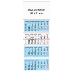 [000011047] Kalendar zidni četverodijelni 2026. 4 bloka preklopni!!