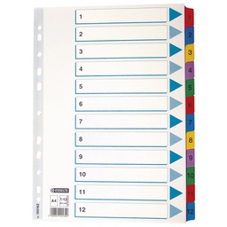 [000013519] Pregrada kartonska A4 brojevi 1-12 kolor 12listova Esselte 100162