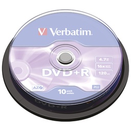 [000018984] DVD+R 4,7/120 16x spindl Mat Silver pk10 Verbatim 43498!!