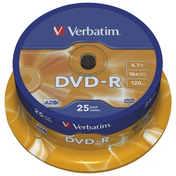 [000019001] DVD-R 4,7/120 16x spindl Mat Silver pk25 Verbatim 43522
