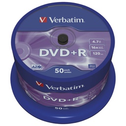 [000019310] DVD+R 4,7/120 16x spindl Mat Silver pk50 Verbatim 43550