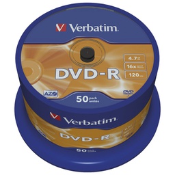 [000019313] DVD-R 4,7/120 16x spindl Mat Silver pk50 Verbatim 43548